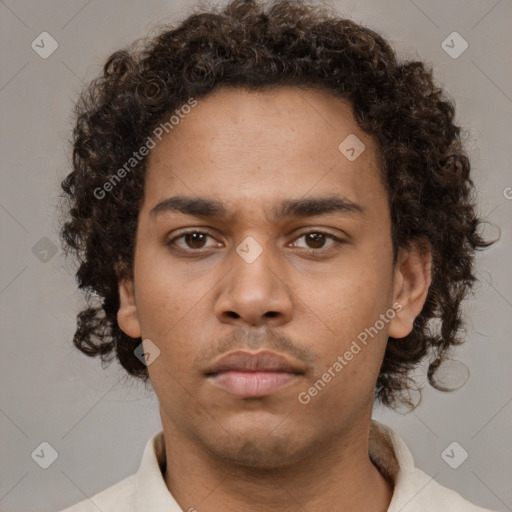 Neutral black young-adult male with short  brown hair and brown eyes