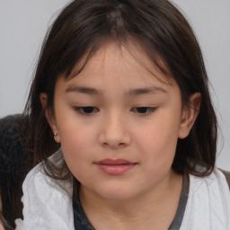 Neutral white child female with medium  brown hair and brown eyes