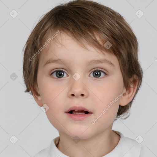 Neutral white child male with short  brown hair and brown eyes