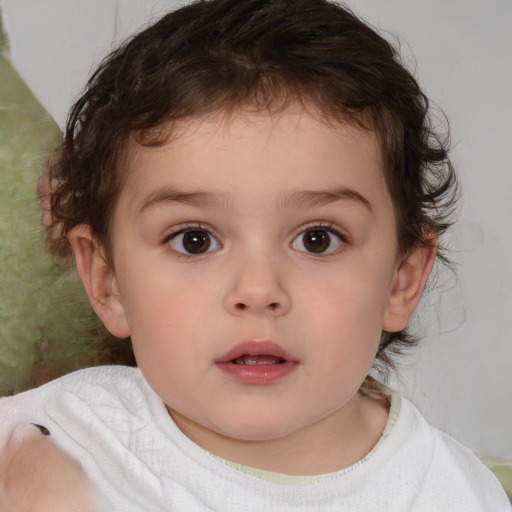 Neutral white child female with medium  brown hair and brown eyes