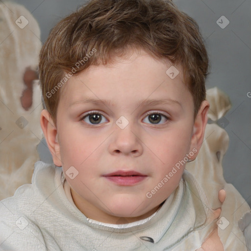 Neutral white child male with short  brown hair and brown eyes