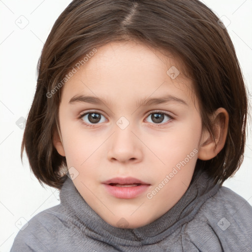 Neutral white child female with medium  brown hair and brown eyes