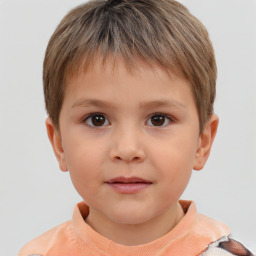 Neutral white child male with short  brown hair and brown eyes