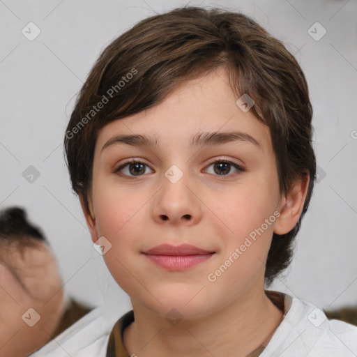 Neutral white child female with medium  brown hair and brown eyes