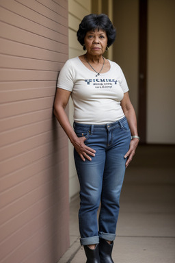 African american elderly female with  black hair