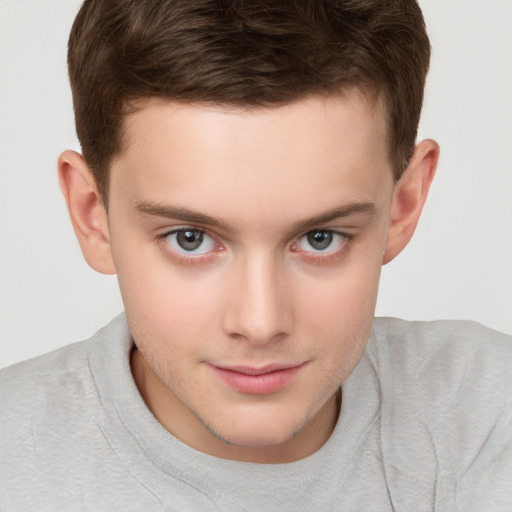 Neutral white child male with short  brown hair and brown eyes