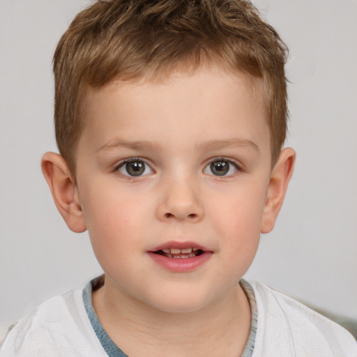 Neutral white child male with short  brown hair and brown eyes