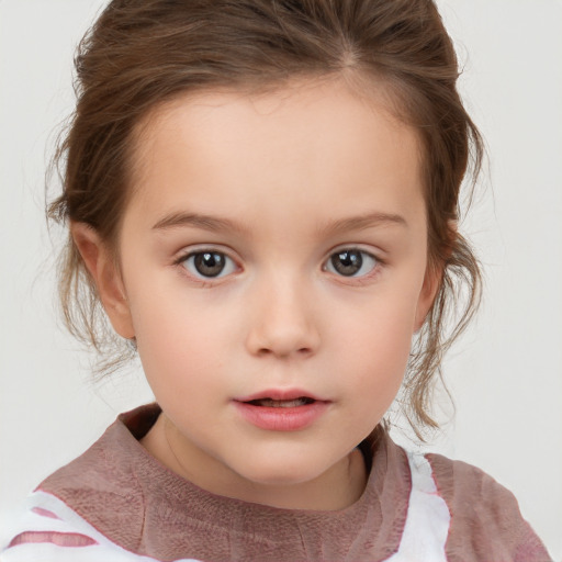 Neutral white child female with medium  brown hair and brown eyes