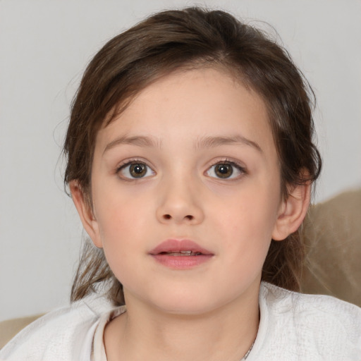 Neutral white child female with medium  brown hair and brown eyes