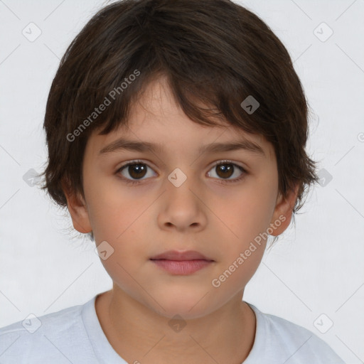 Neutral white child female with short  brown hair and brown eyes