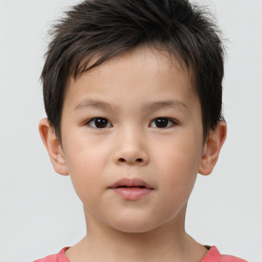 Neutral white child male with short  brown hair and brown eyes
