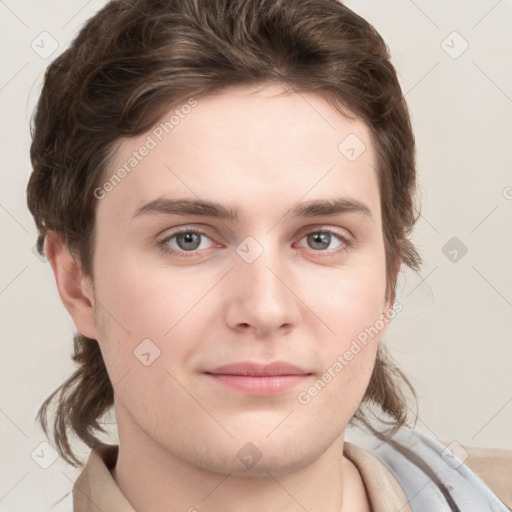 Neutral white young-adult male with medium  brown hair and brown eyes