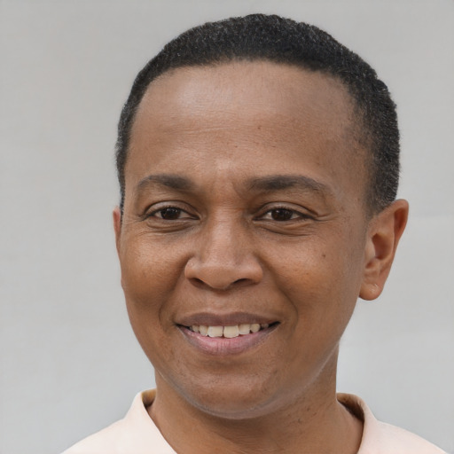 Joyful latino adult male with short  black hair and brown eyes