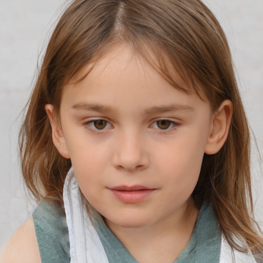 Neutral white child female with medium  brown hair and brown eyes