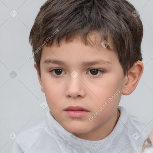 Neutral white child male with short  brown hair and brown eyes