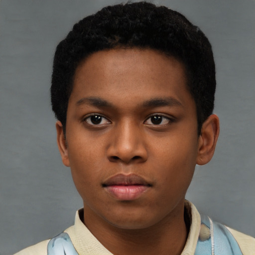 Neutral latino young-adult male with short  brown hair and brown eyes