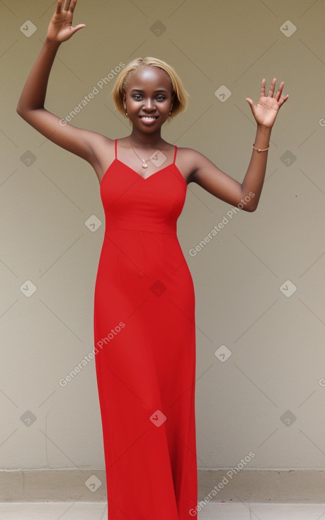 Tanzanian young adult female with  blonde hair