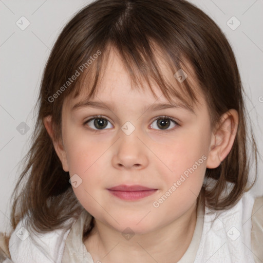 Neutral white child female with medium  brown hair and brown eyes