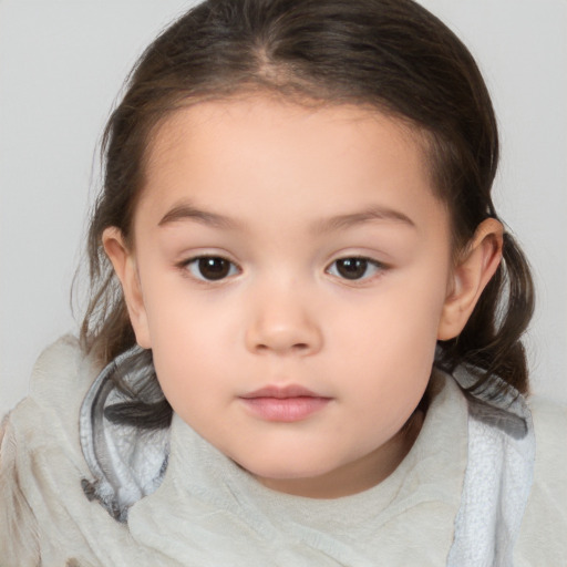 Neutral white child female with medium  brown hair and brown eyes