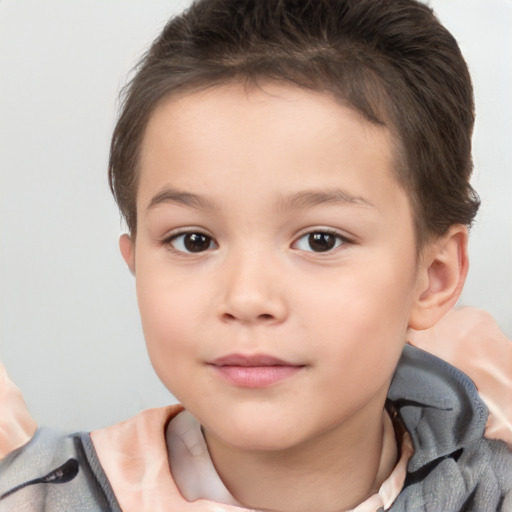 Neutral white child female with short  brown hair and brown eyes