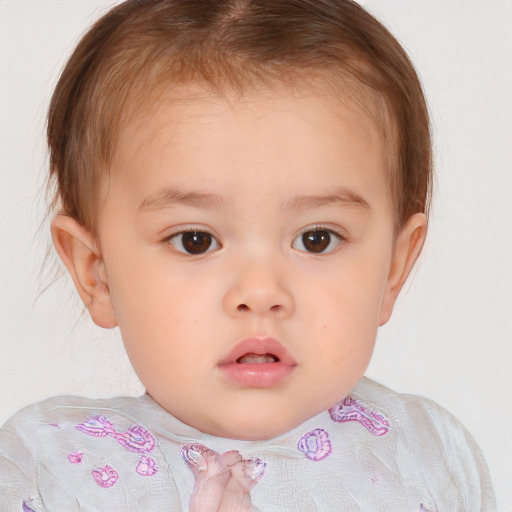 Neutral white child female with short  brown hair and brown eyes