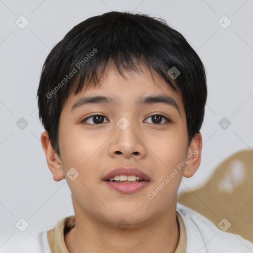 Neutral asian young-adult male with short  brown hair and brown eyes
