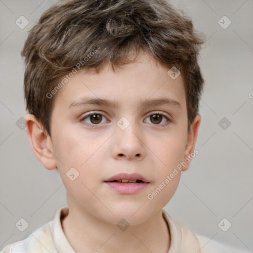 Neutral white child male with short  brown hair and brown eyes