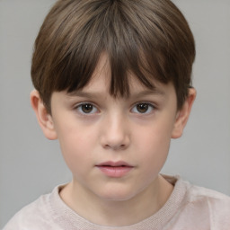 Neutral white child male with short  brown hair and brown eyes