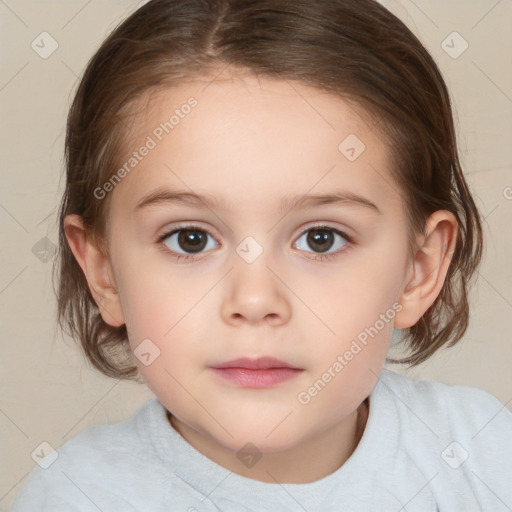 Neutral white child female with medium  brown hair and brown eyes