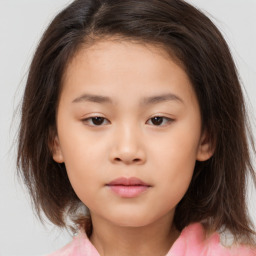 Neutral white child female with medium  brown hair and brown eyes