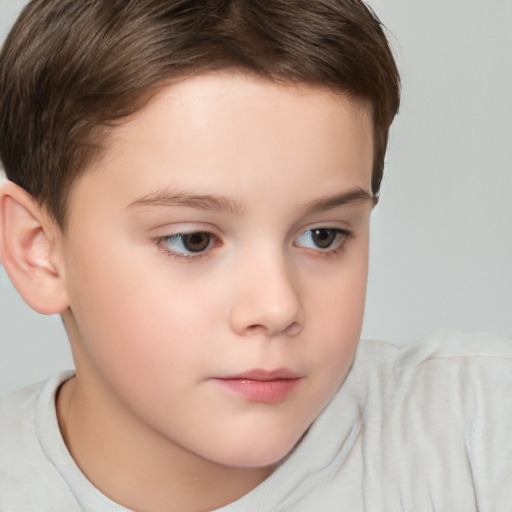 Neutral white child female with short  brown hair and brown eyes