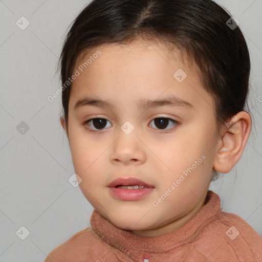 Neutral white child female with short  brown hair and brown eyes