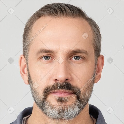 Neutral white adult male with short  brown hair and brown eyes