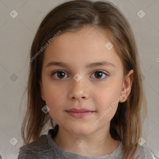 Neutral white child female with medium  brown hair and brown eyes