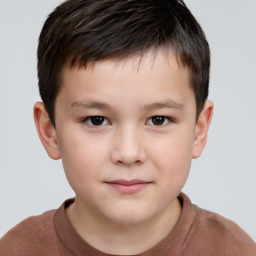 Neutral white child male with short  brown hair and brown eyes