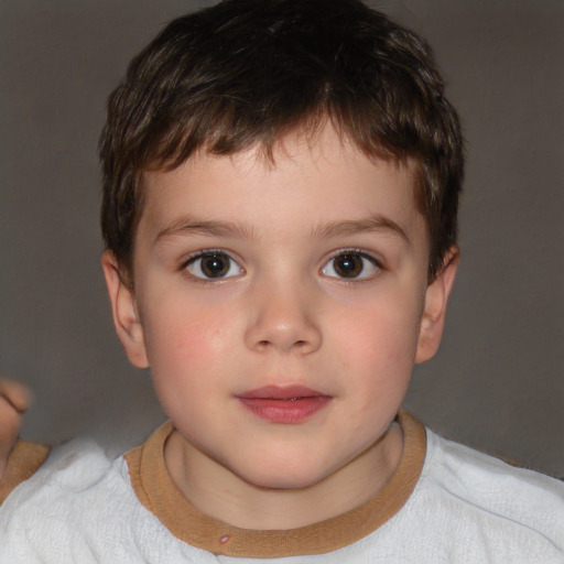 Neutral white child male with short  brown hair and brown eyes