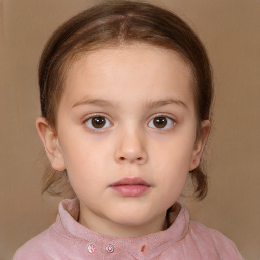 Neutral white child female with medium  brown hair and brown eyes