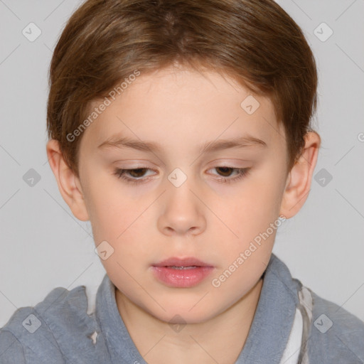 Neutral white child female with short  brown hair and brown eyes