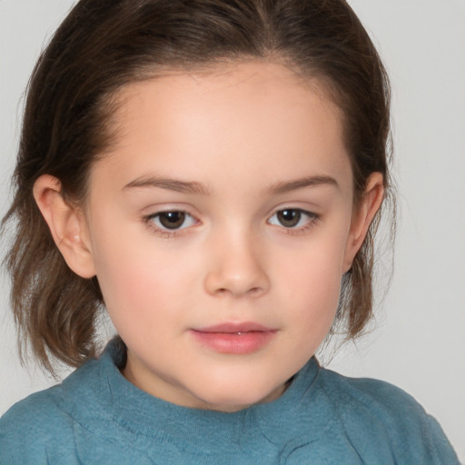 Neutral white child female with medium  brown hair and brown eyes