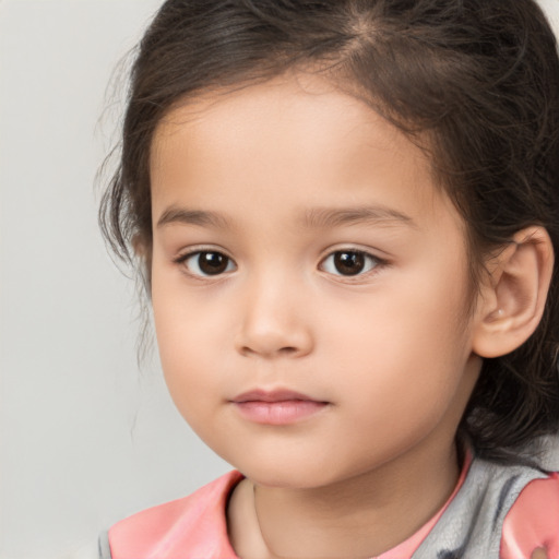 Neutral white child female with medium  brown hair and brown eyes