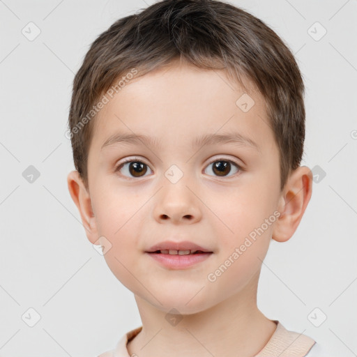 Neutral white child male with short  brown hair and brown eyes