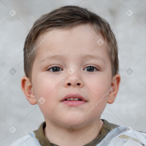 Neutral white child male with short  brown hair and blue eyes