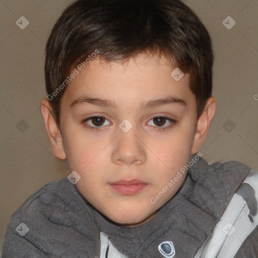 Neutral white child male with short  brown hair and brown eyes