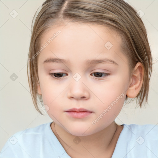 Neutral white child female with medium  brown hair and brown eyes