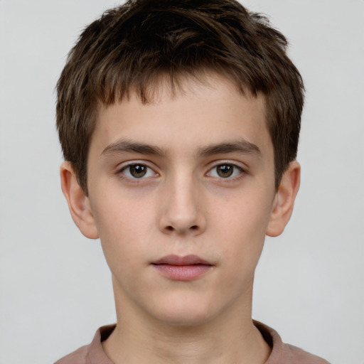 Neutral white child male with short  brown hair and brown eyes