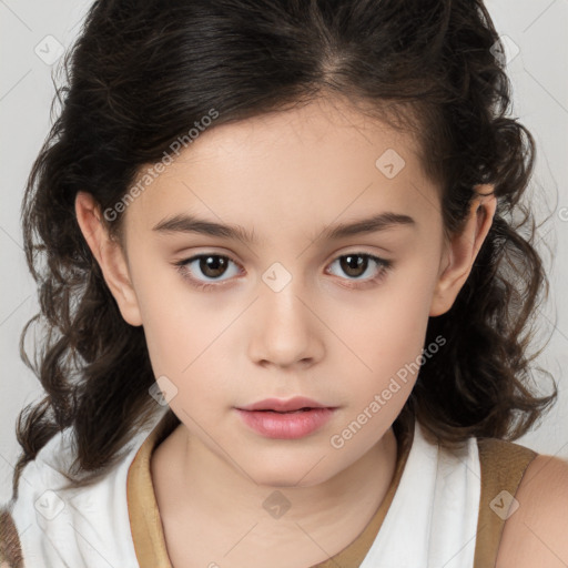 Neutral white child female with medium  brown hair and brown eyes