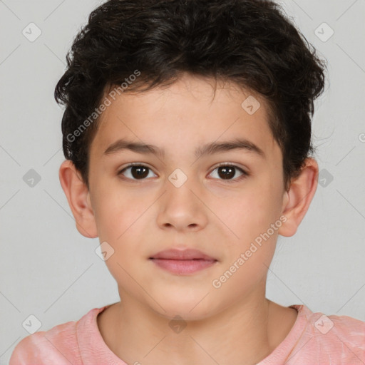 Neutral white child male with short  brown hair and brown eyes