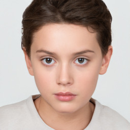 Neutral white child female with short  brown hair and brown eyes