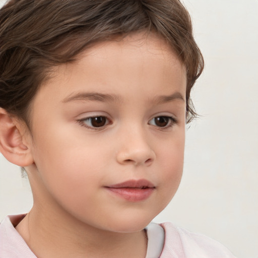 Neutral white child female with short  brown hair and brown eyes