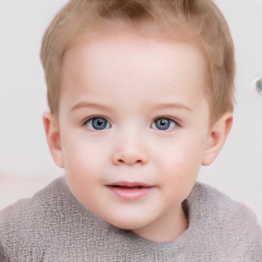 Neutral white child female with short  brown hair and blue eyes